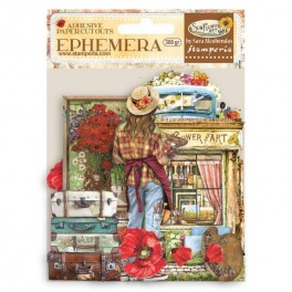 Ephemera Sunflower Art elements and poppies-Stamperia